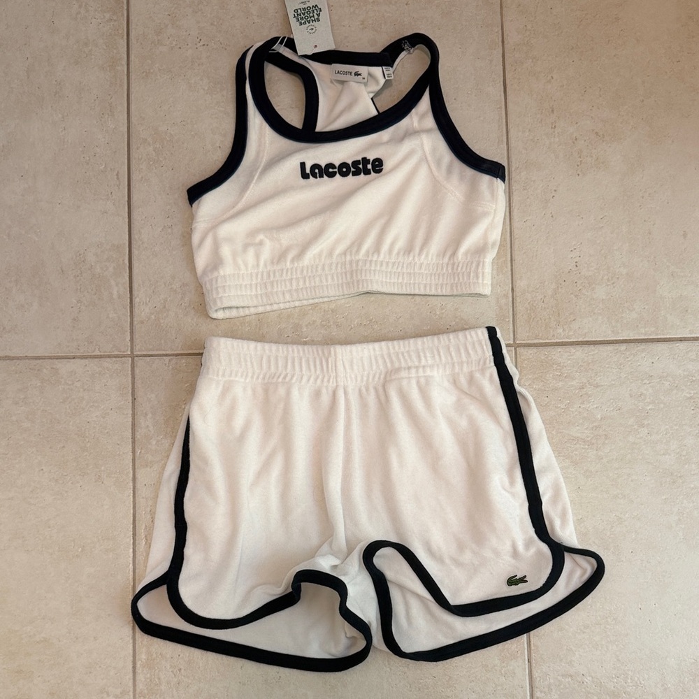 Lacoste White and Blue Shorts Set